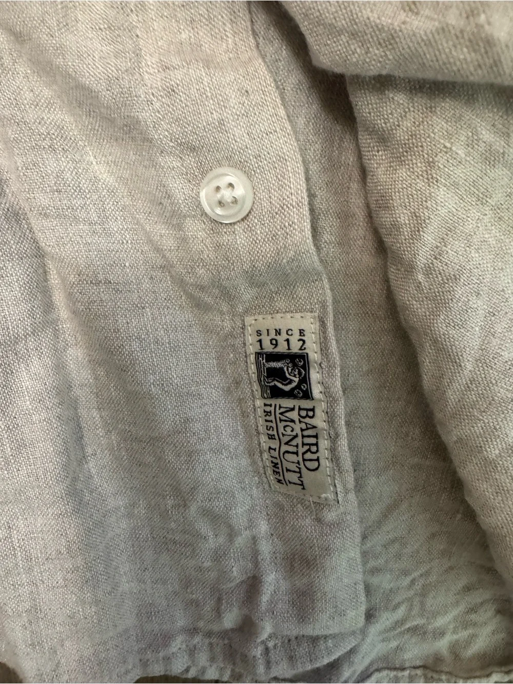 J. Crew Men's Light Gray Linen Button-Down Shirt
